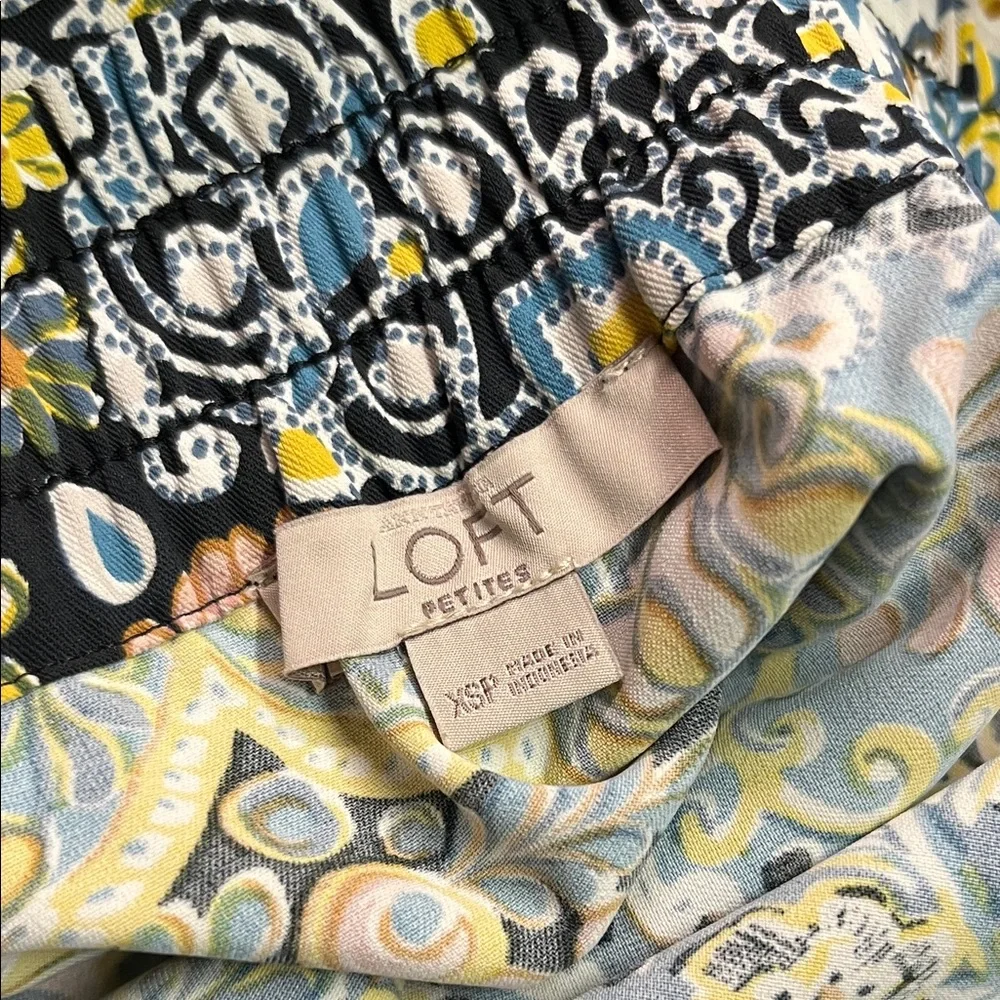 LOFT Multicolor Paisley Print Pull-On Skirt
